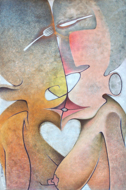 Pocałunek4 tech. mieszana papier 50x70 2015