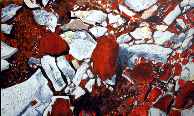 Czerwone kamienie, akryl, płótno, 108x65