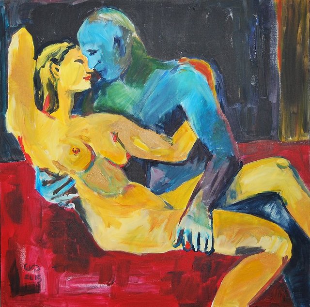 Amantes Amentes II 70x70 akryl płótno 2015
