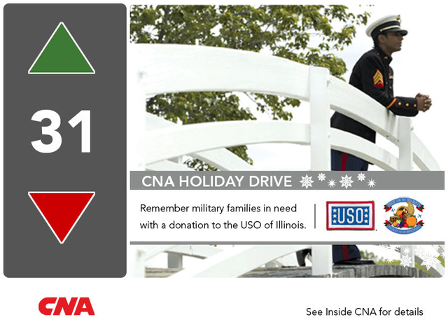 CNA elevator ad for holiday food drive - USO