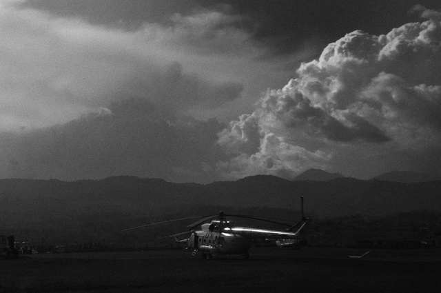 UN helicopter in Bukavu