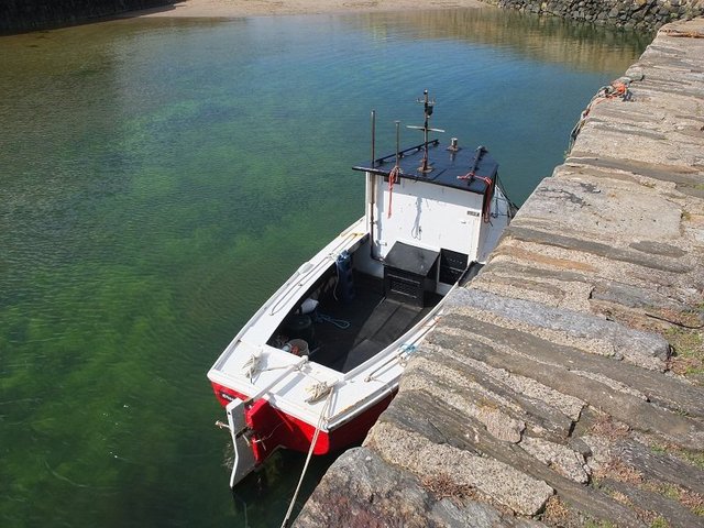 Red Boat in Harbour by Alison Gracie