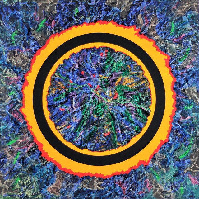 BLACK RING of FIRE 66" x 66" Pigment/Oil/Canvas