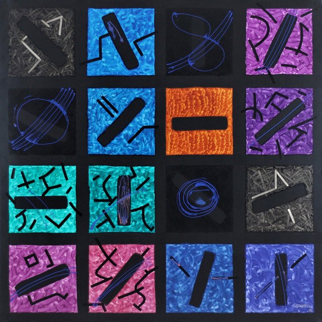 FOUR SQUARED 66" x 66" Pigment/Oil/Canvas Completed 1986