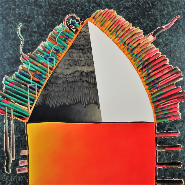 SPLIT ROOF 64" x 64" Oil/Canvas Completed 1993