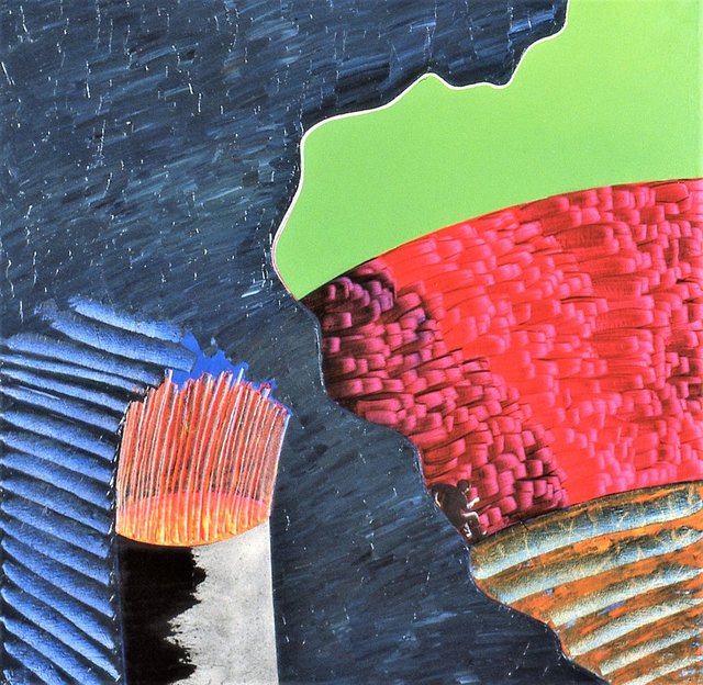 SMALL MAN Oil/Canvas/Paper 28" x 28" 1988