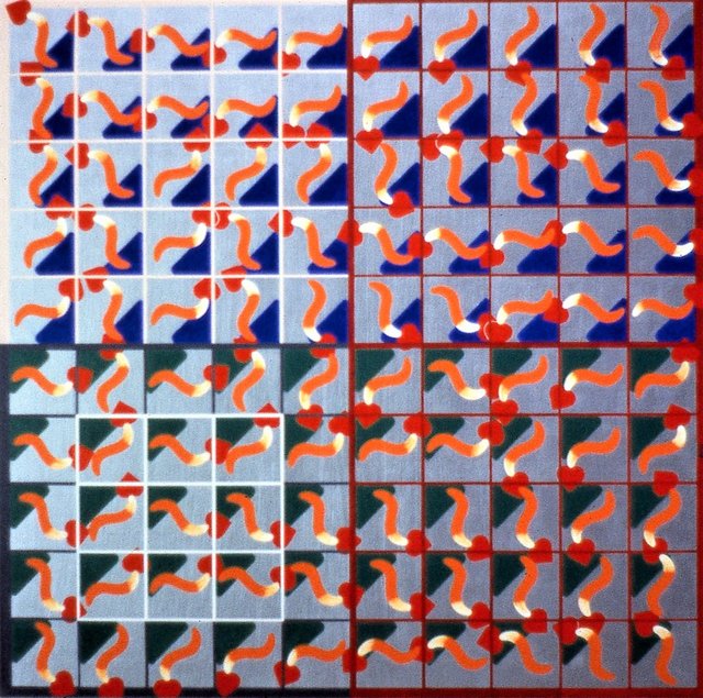 ONE HUNDRED 36" x 36" Oil/Canvas 1984 Private Collection