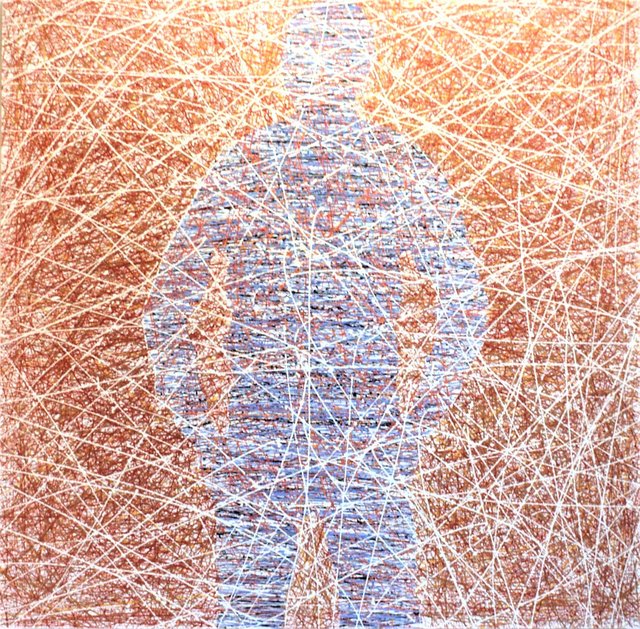 MAGNETIC MAN  Oil/Canvas 66" x 66" 1985