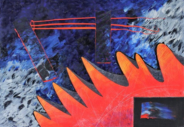 RED SHIFT 34" x 48" Oil/Sneaker Canvas 1989