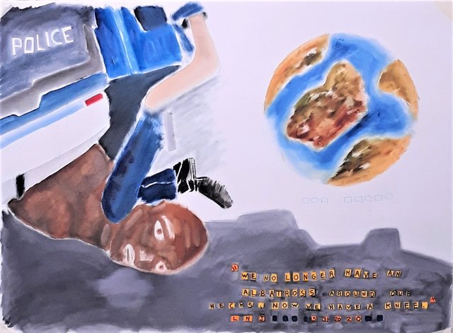 GEORGE FLOYD KILLED IN POLICE CUSTODY  Oil/Paper  22" x 30"  2020  SOLD