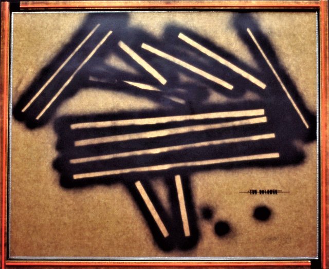 BALANCE Poured Acrylic Sanded, Spray Paint, Kraft Paper 26" x 33" 1987 Private Collection