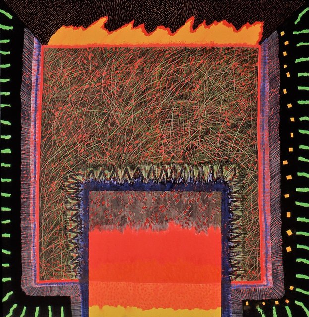 FIRE SIDE CHAT 68" X 66" Oil/Acrylic/Canvas 1989 Currier Gallery of Art, Manchester, NH