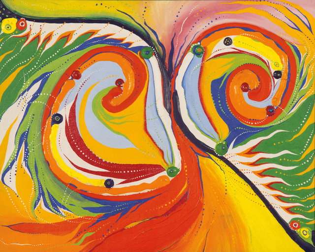 #115.Birds of Paradise.Started 1978, worked on oct 1979,finished 1_5_80.Acrylic on Board.16x20.jpg