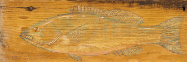 #223.Ben Colley Small Mouth Bass.8_25_1998.Colored pencil on wood.jpg