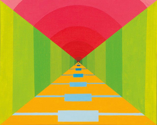 #133.Pyramid-Tunnel.1975.Acrylic on canvas board.16x20.jpg.jpg