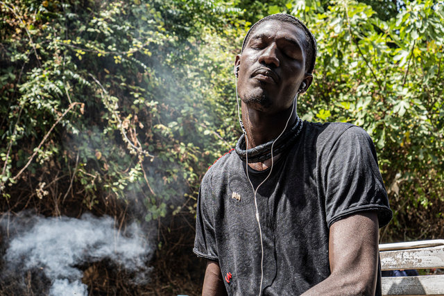 A young refugee from Sudan living in informal camp in Ceuta, 2021