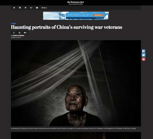 Washington Post: Haunting portraits of China's surviving war veterans