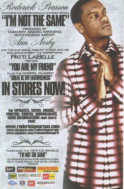 RODERICK PEARSON- CHRISTIAN SINGER CD- "I'm Not the Same"