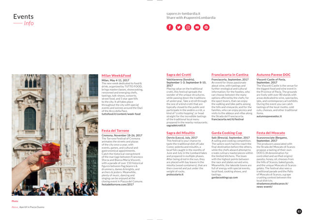 Regione Lombardia, Sapore in Lombardia 2017