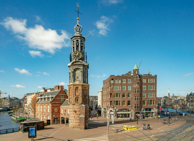 Munttoren, Singel, Kalverstraat 28 maart 2020 13;47