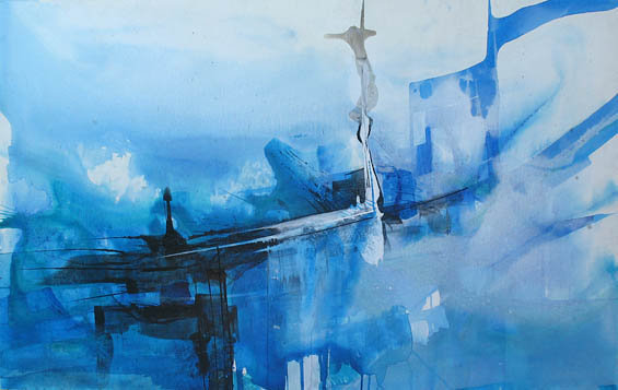 "Beyond the Blue"  31.5"X 49"  Acrylic on Canvas (Sold)