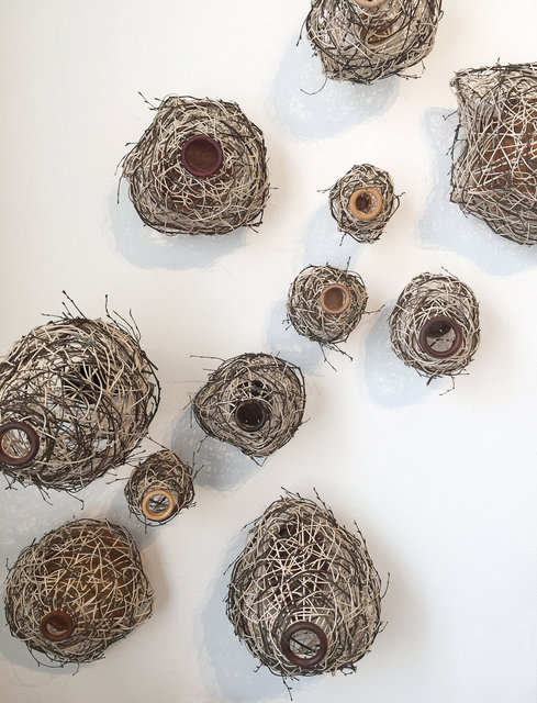 Installation made of wooden objects and rattan. 2015