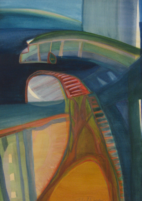The Bridge,Mixed Media on Paper, 14"x10"