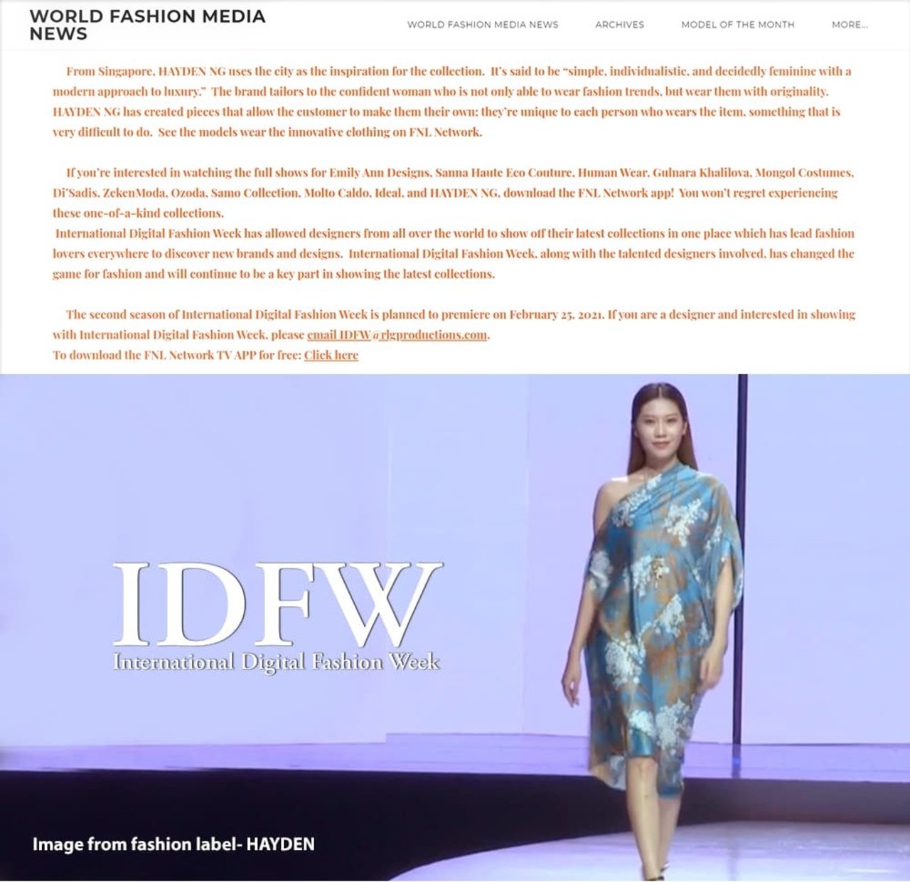 Oct 2020 - World Fashion Media News