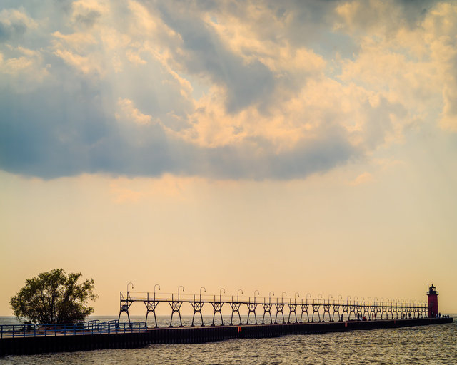 Crepuscular rays light the inlet
