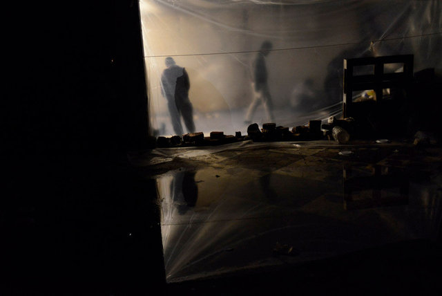 A room in an old factory in Patras is being used for the celebration of Ashura. 