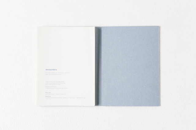 encounters, 33 pages, accordion book. Published by Datz Press in 2015.