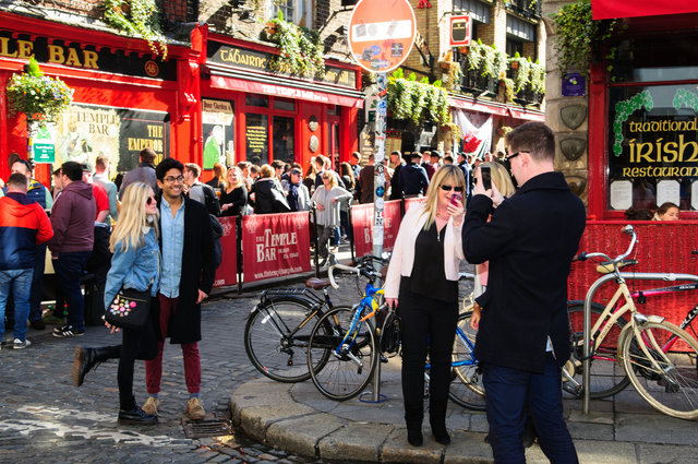 Outside the Temple Bar pub (Dublin)