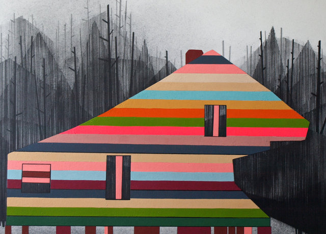 Plantation, 2015, graphite and gouache on paper 9 x 12 ¼"