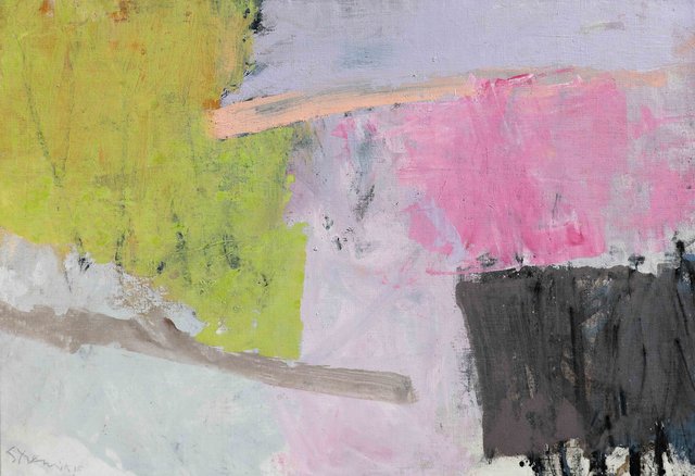 Paysage abstrait vert et rose