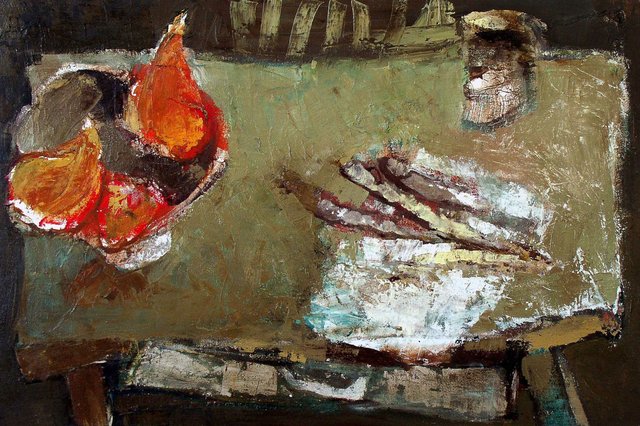 Table verte et nature morte