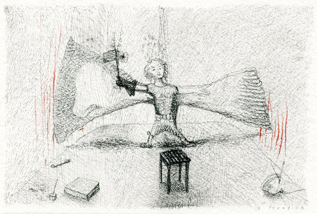 11. “Helmut" Pastel, conte, & coloured pencil on paper, 10x16cm, 2009