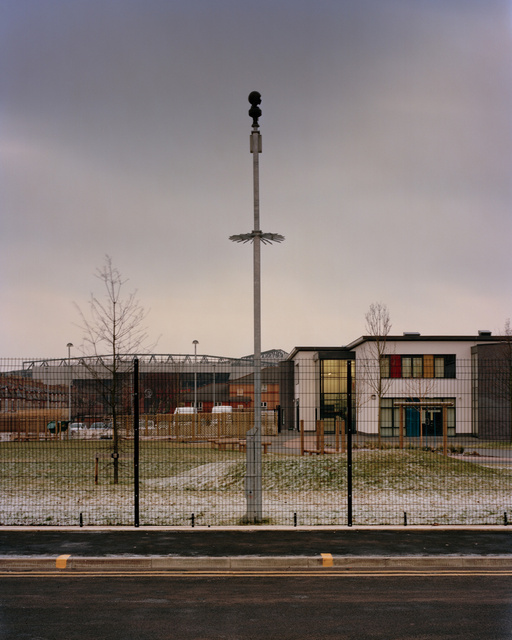 CCTV camera and high security fencing, Four Oaks Primary School, LIverpool, 2012