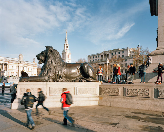 Children playing at the base of Nelson's Column