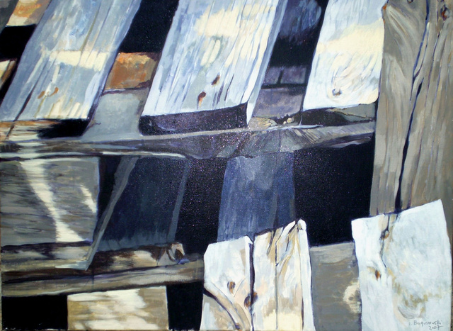Deski A3, akryl, płótno, 80x60