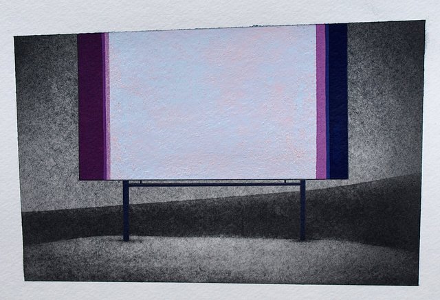 Not Too Distant Future 1, 2014, graphite and gouache on paper, ~6.5 x 9”