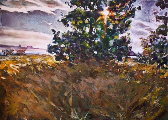 Late Summer Poplar 22 x 30"