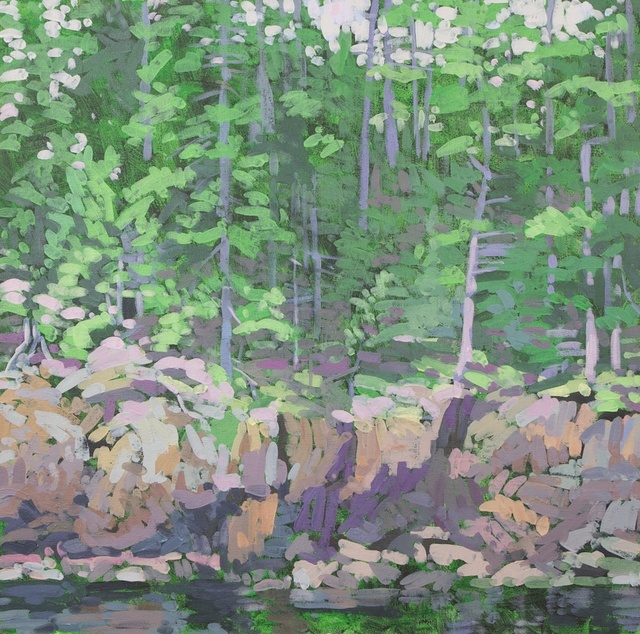 Rocky Shore, Northeast Harbor, Acrylic on Canvas, 24 x 24 in.