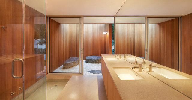 Master Bath looking out to Rock Garden