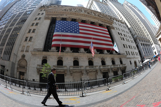 Wall Street NYC fisheye view