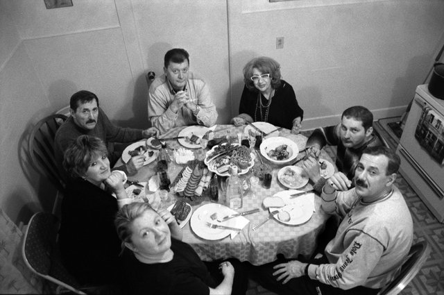 Family dinner at my uncle, Valeriy's apartment.