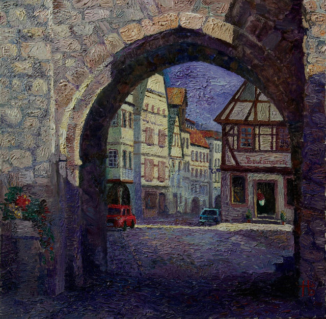 Piekarnia w Rikvir 40x45 olej płótno 2012