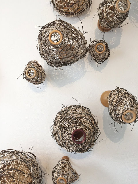 Installation made of wooden objects and rattan. 2015