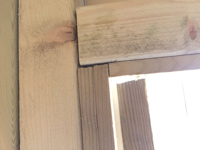 Additional beading added to hide gap down side of door.