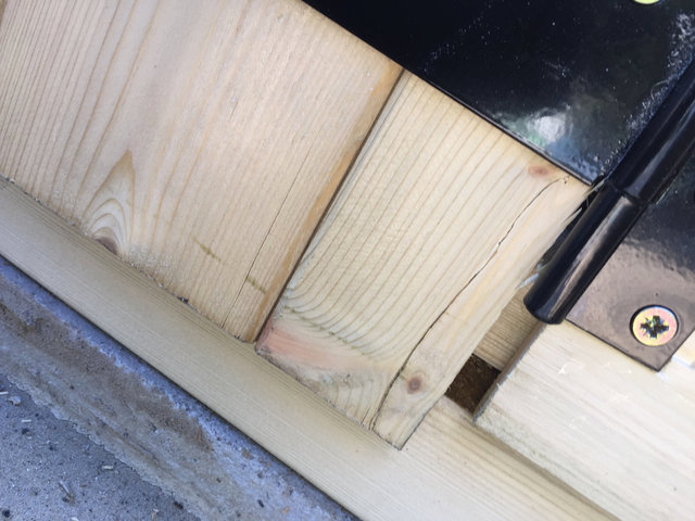Damage to door noted by Pro team on installation
