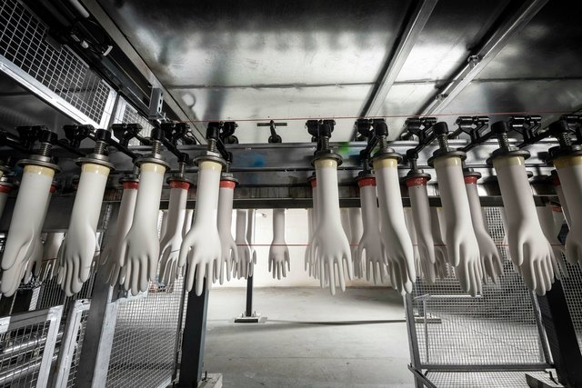 Production de gants a usage unique